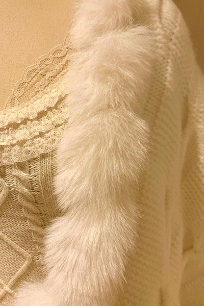 Snowball Cable Knit Cape