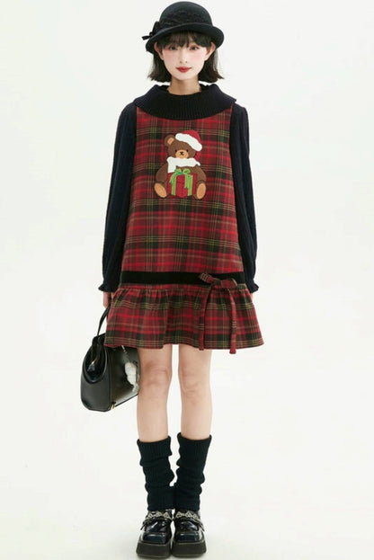 ヴィンテージレッドチェックドレス