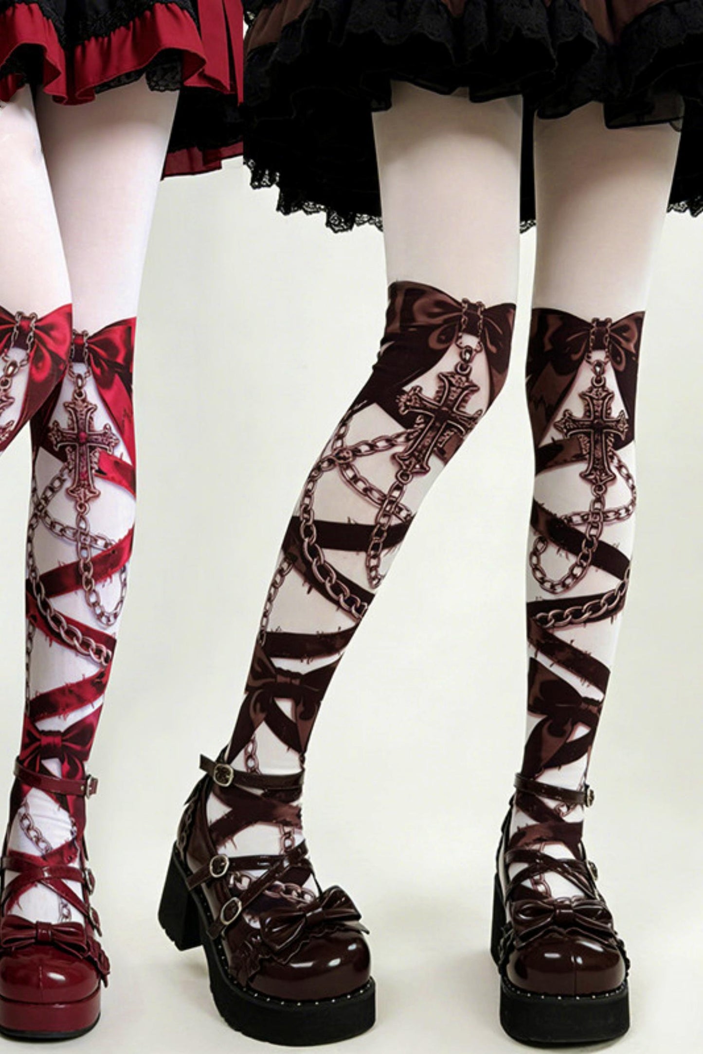 Blood Contract Cross Ribbon Gothic Tights