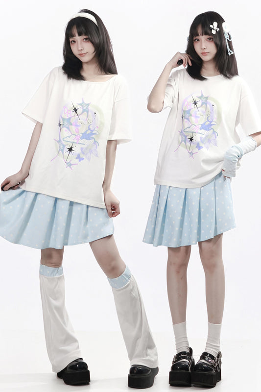 Enchanting Nebula Dreamy Print T-Shirt + Skirt + Leg Warmers