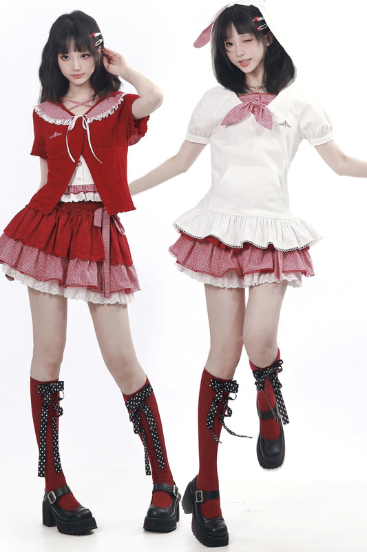 Apple Red Bunny Ear Girly Set