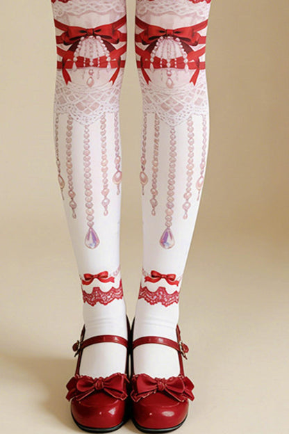 Princess Ribbon Jewel Garter Style Lolita Tights