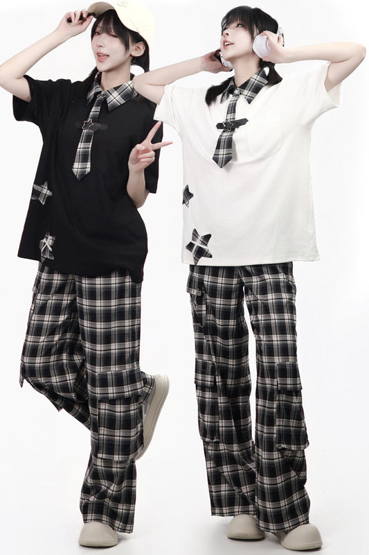 Plaid Necktie Subculture Uniform Set