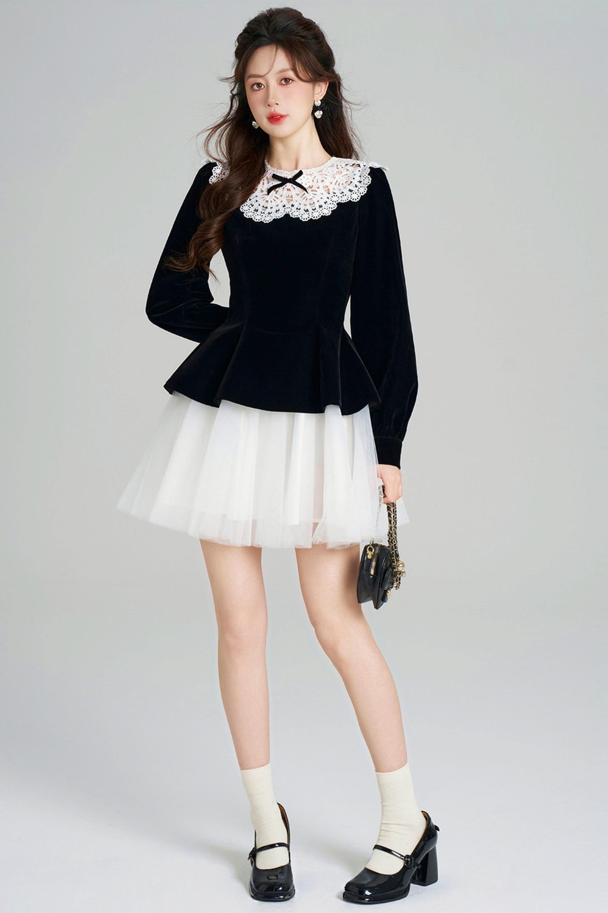Black Velvet Lace Dress Belchic Black Velvet Lace Dress Belchic