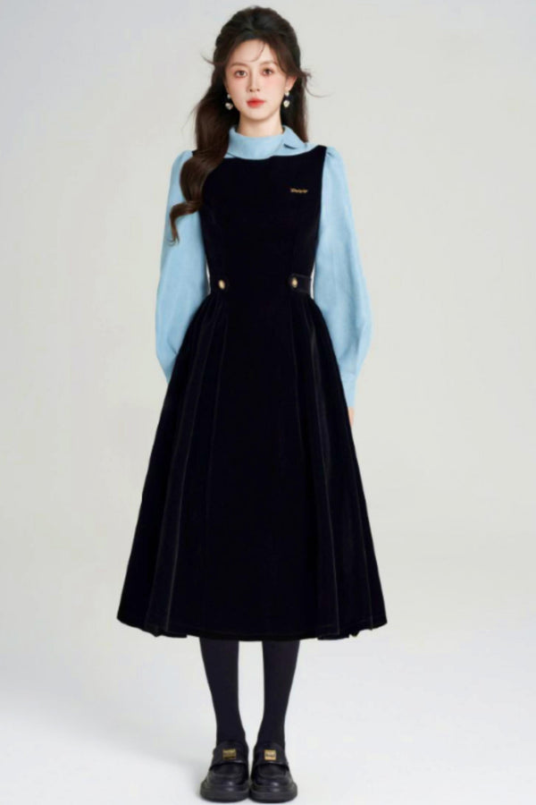 Spliced Velvet Hepburn Dress
