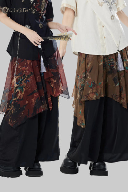 Chiffon Print Multiway Apron Skirt