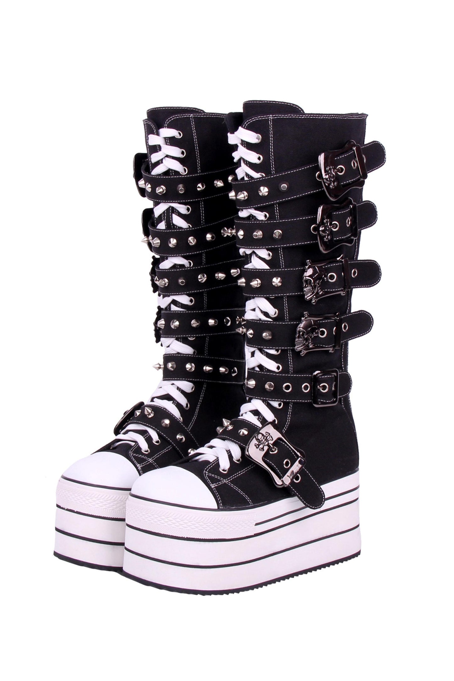 Punk-Canvas-Plateaustiefel