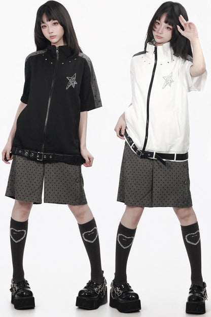 Monochrome Star Dot Shorts Set