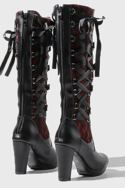 Gothic Lace-Up Long Boots