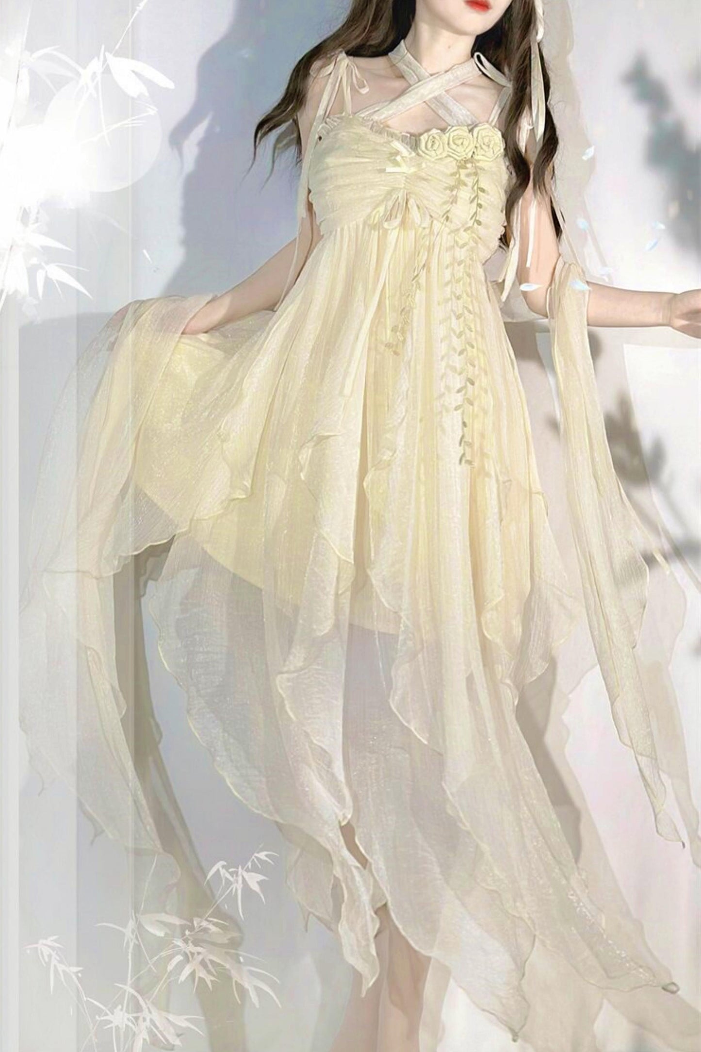 Robe lolita de fée d’un blanc pur (avec châle)