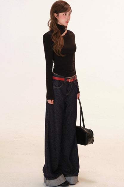 カットデザインワンショルダースリムトップス