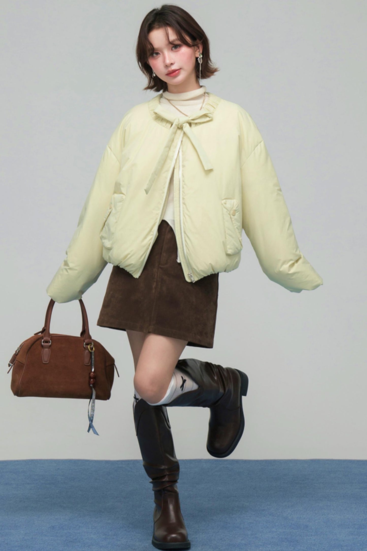 リボンショートダウンジャケット