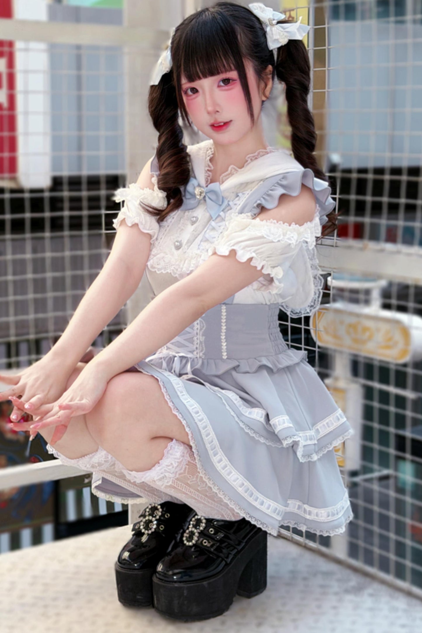 [Pre-Order] Angelcore Off-Shoulder Top + Tiered Skirt