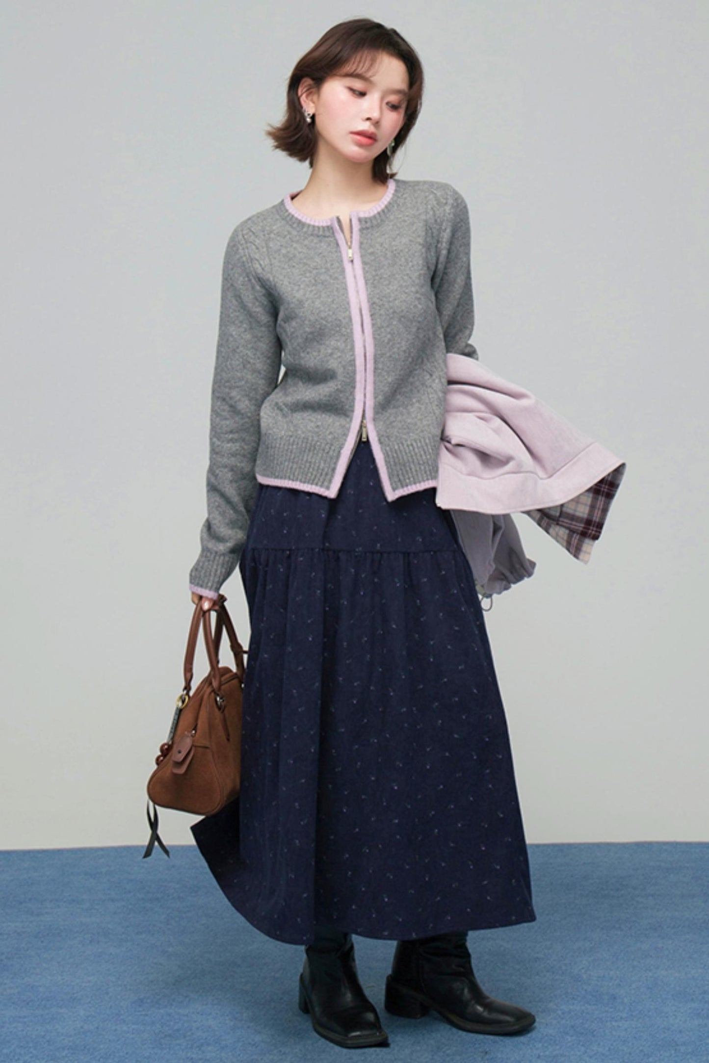 コーデュロイフローラルティアードスカート