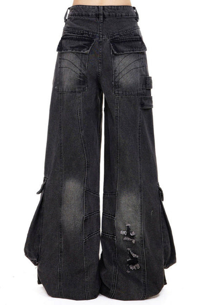 High Street Wash Wide Denim Pants