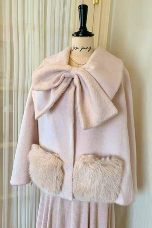 Ribbon Fur Coat + Fur Collar