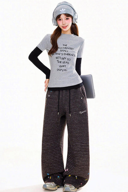 Retro Letter Slim Fit Top