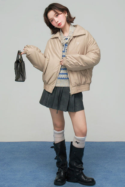 サテンコクーンダウンジャケット