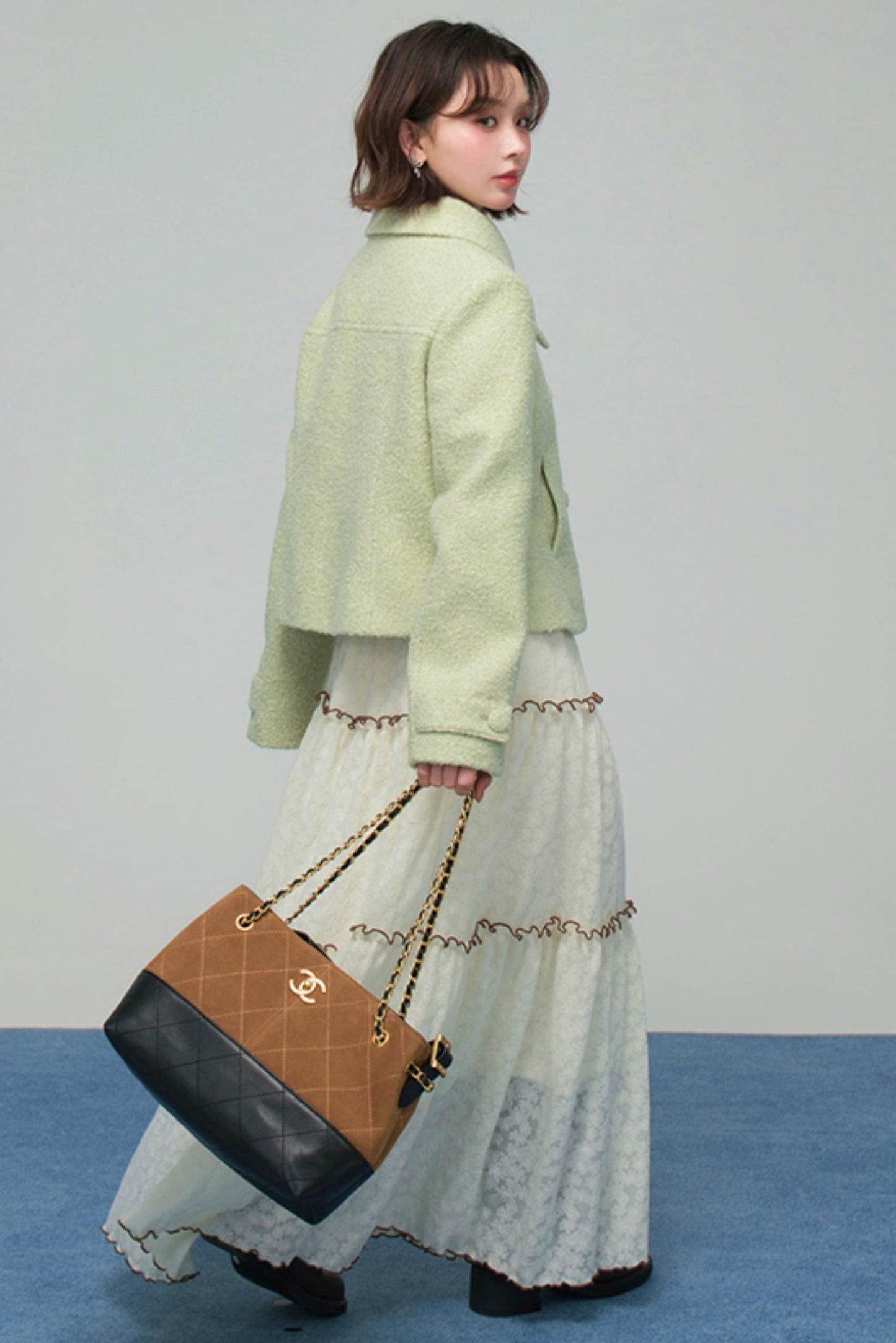 エレガントダイアゴナルウールンコート