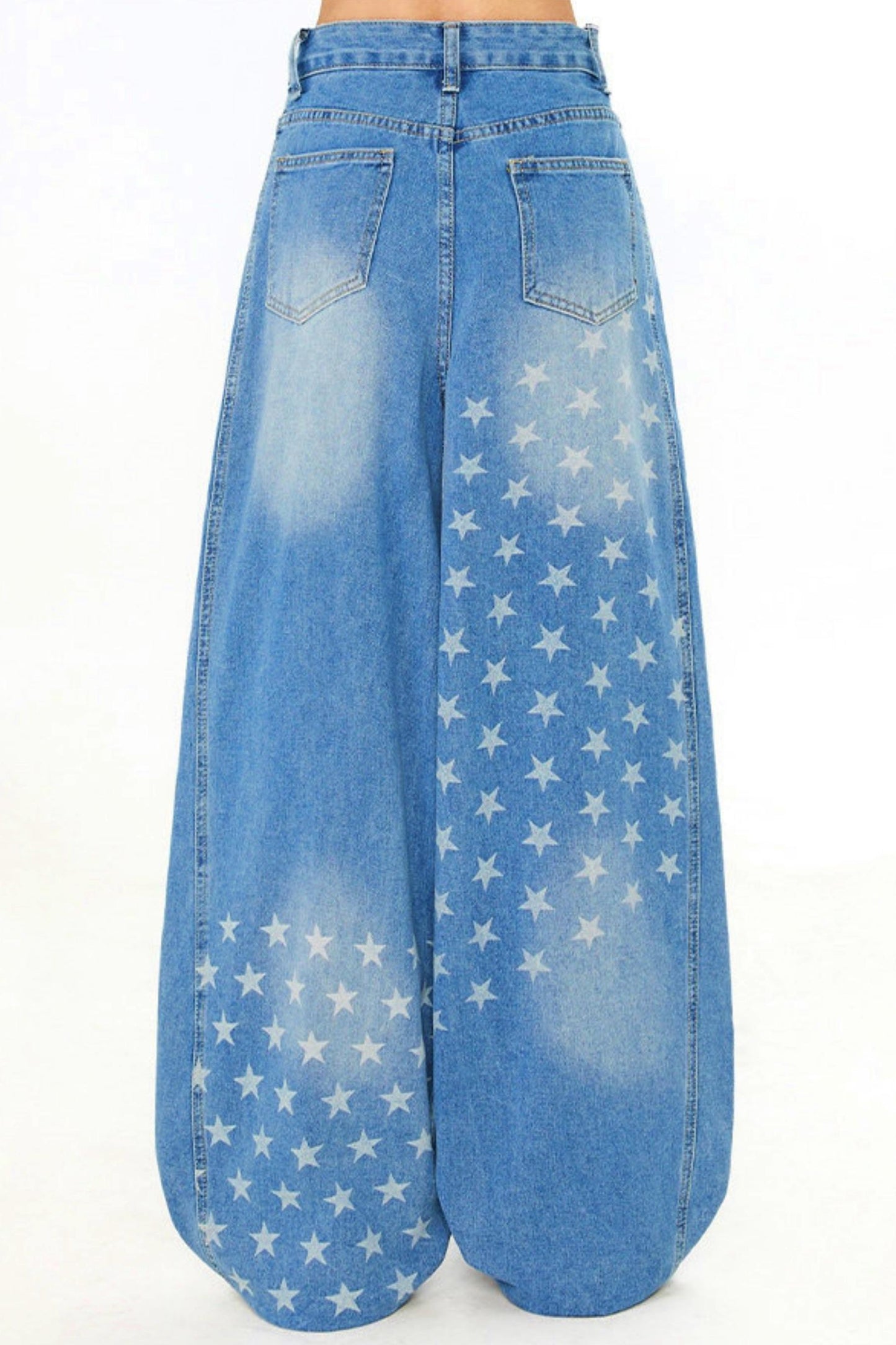 Retro Star Osh Design Wide Denim Pants