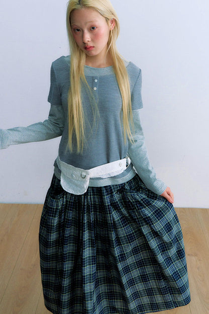 チェックレトロミディスカート