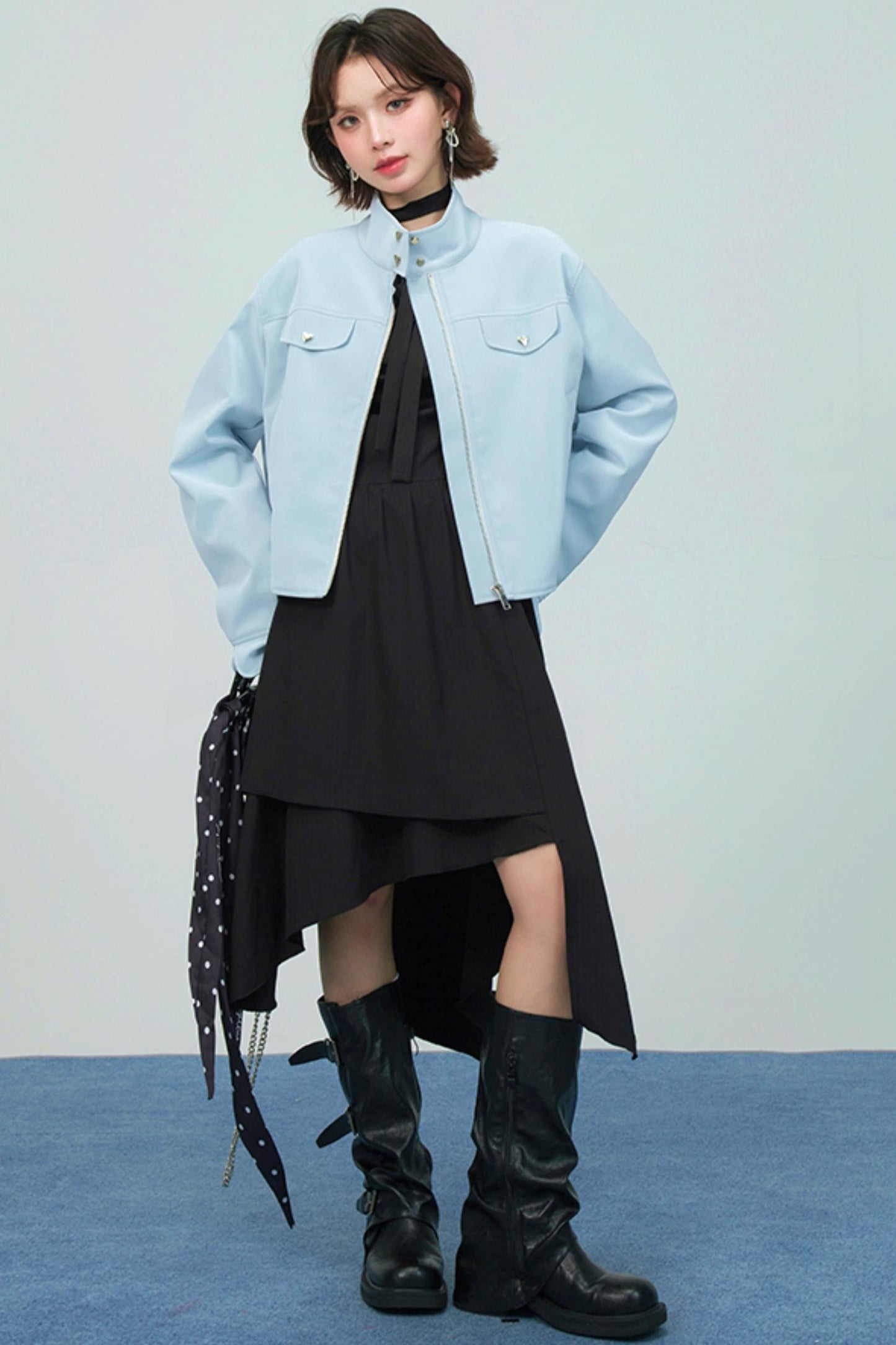 ブルーヴェルヴェットレザージャケット