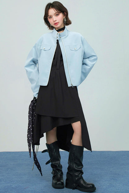 ブルーヴェルヴェットレザージャケット