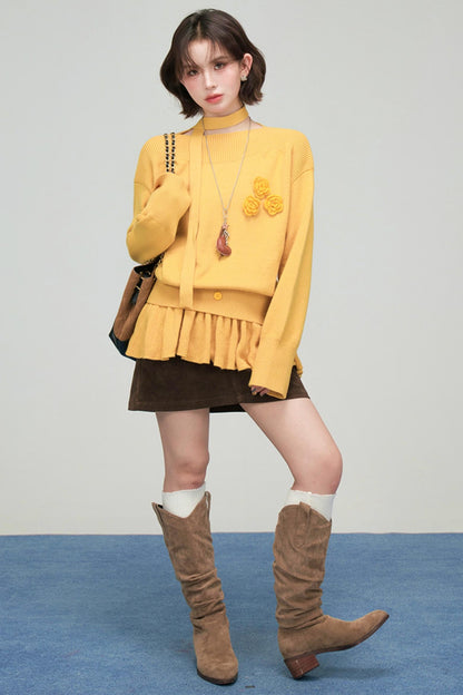 レトロポイントフラワーニット