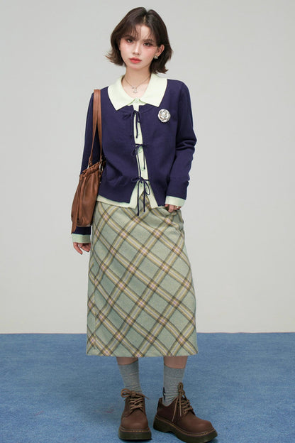 プルシアンブルーリボンカーディガン