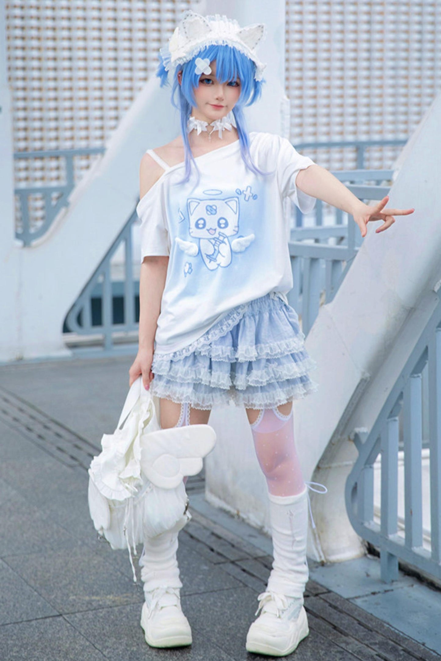 【天使界隈】エンジェルナースキャットTシャツ