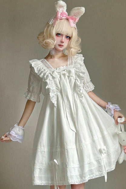 Lace Trim Lolita Long Dress + Short Dress