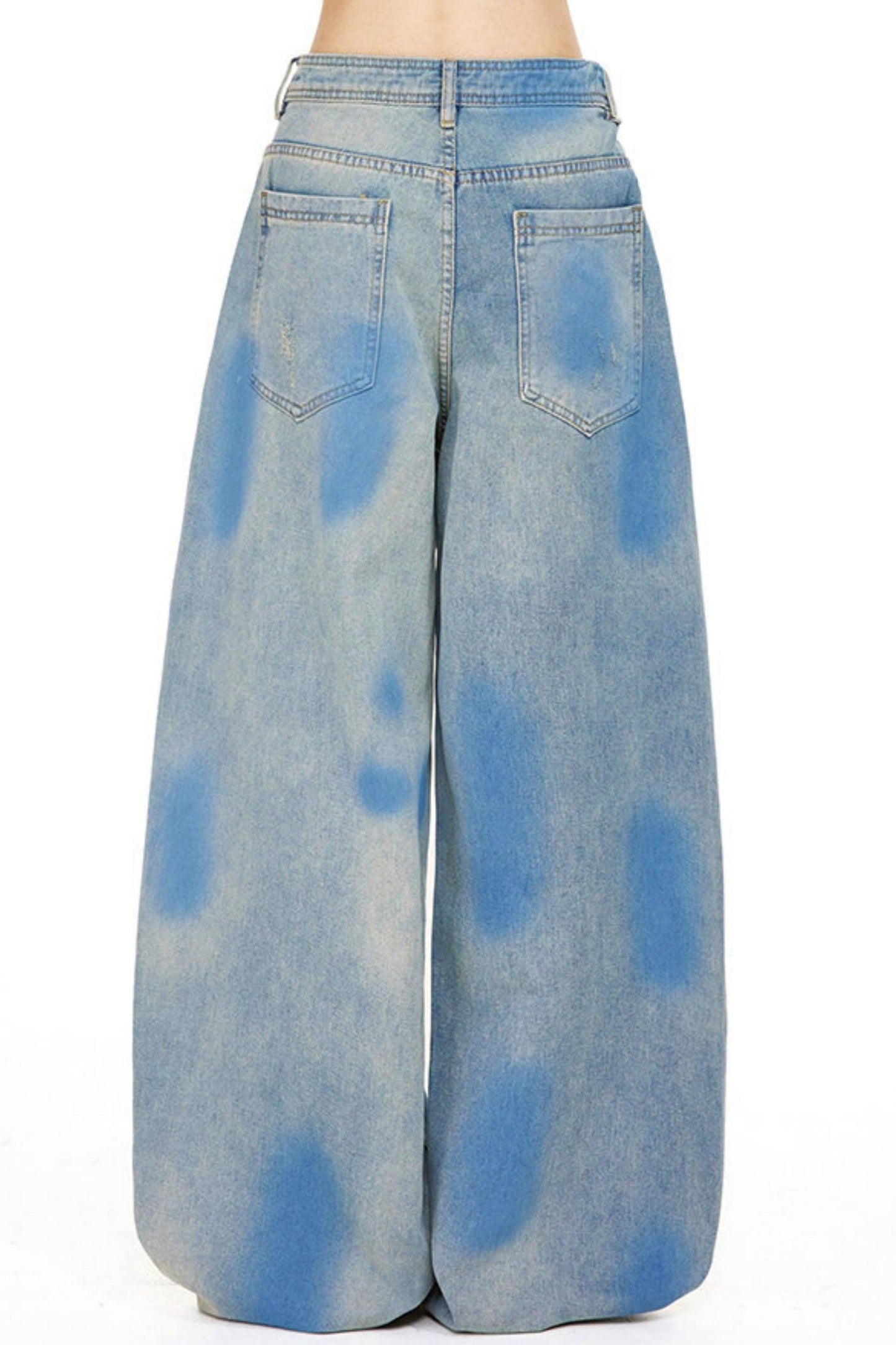 Marble Wash Wide Leg Denim Pants