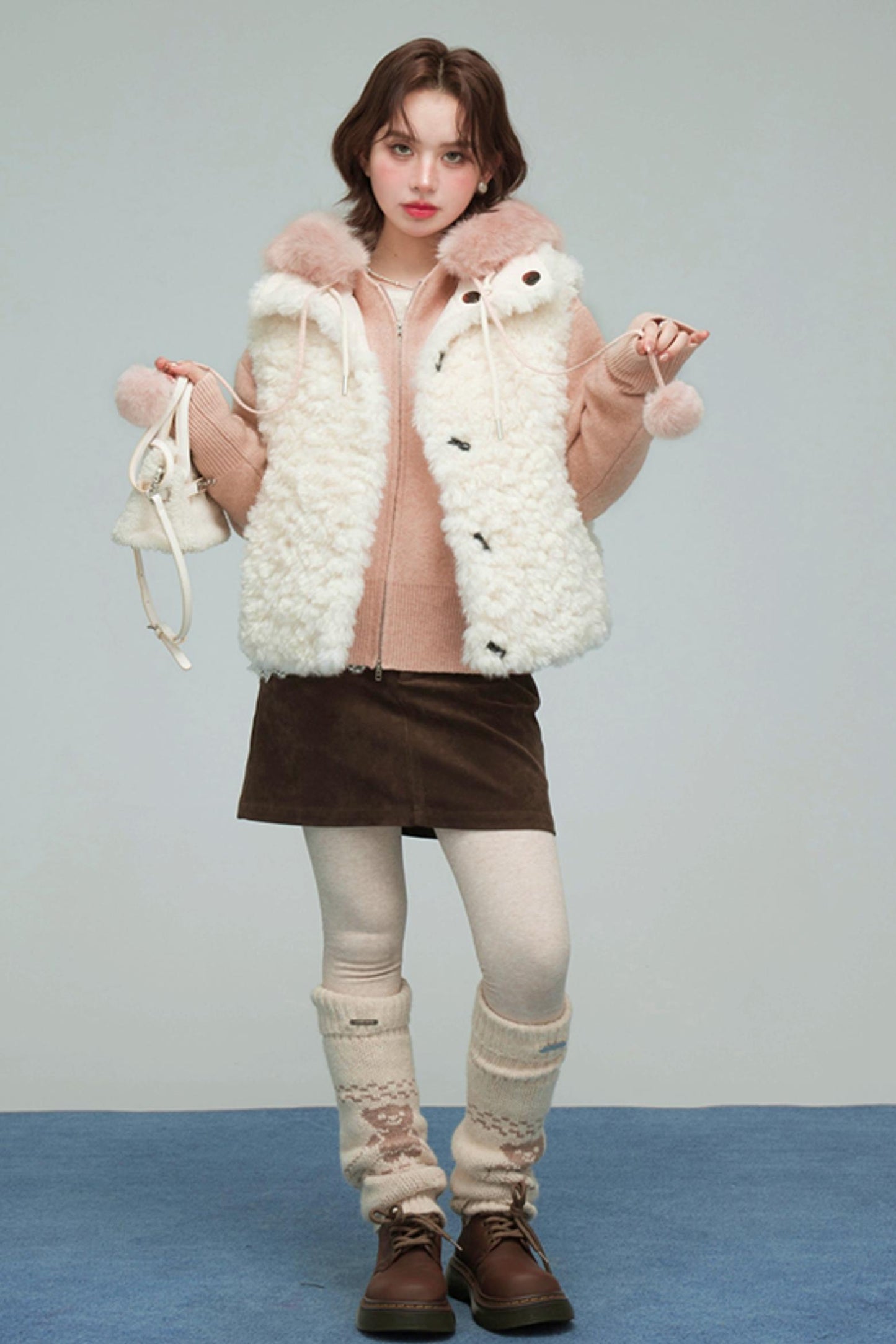 キャラメルファーカラーカーディガン