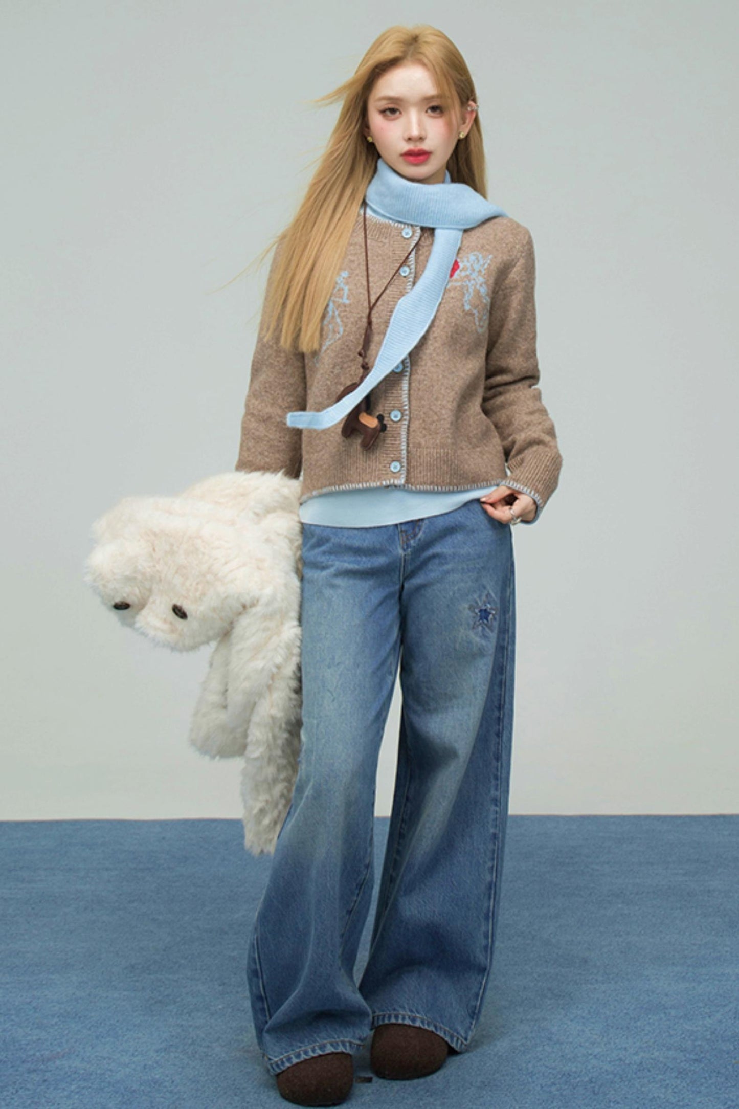 クレイブラウンウールカーディガン