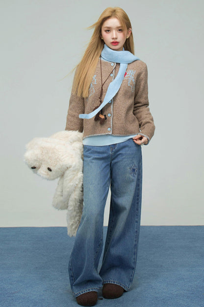 クレイブラウンウールカーディガン