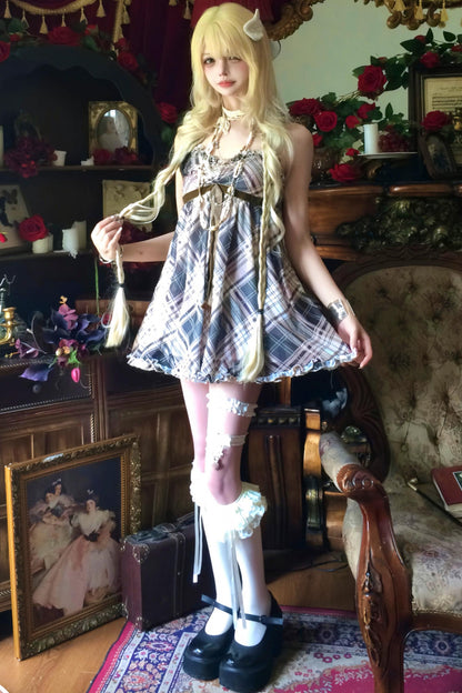 レトロチェックキャミワンピ