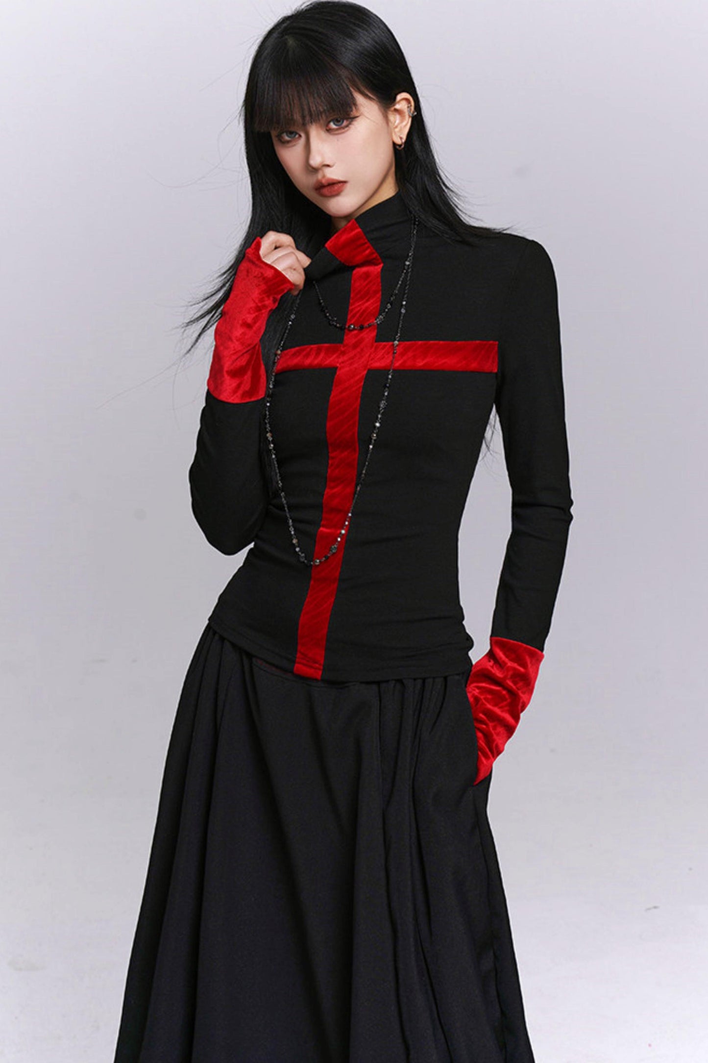 Ghost Girl Cross Turtleneck Top
