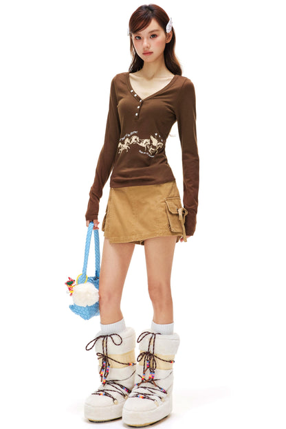 Happy Horse Design Star V-neck Top