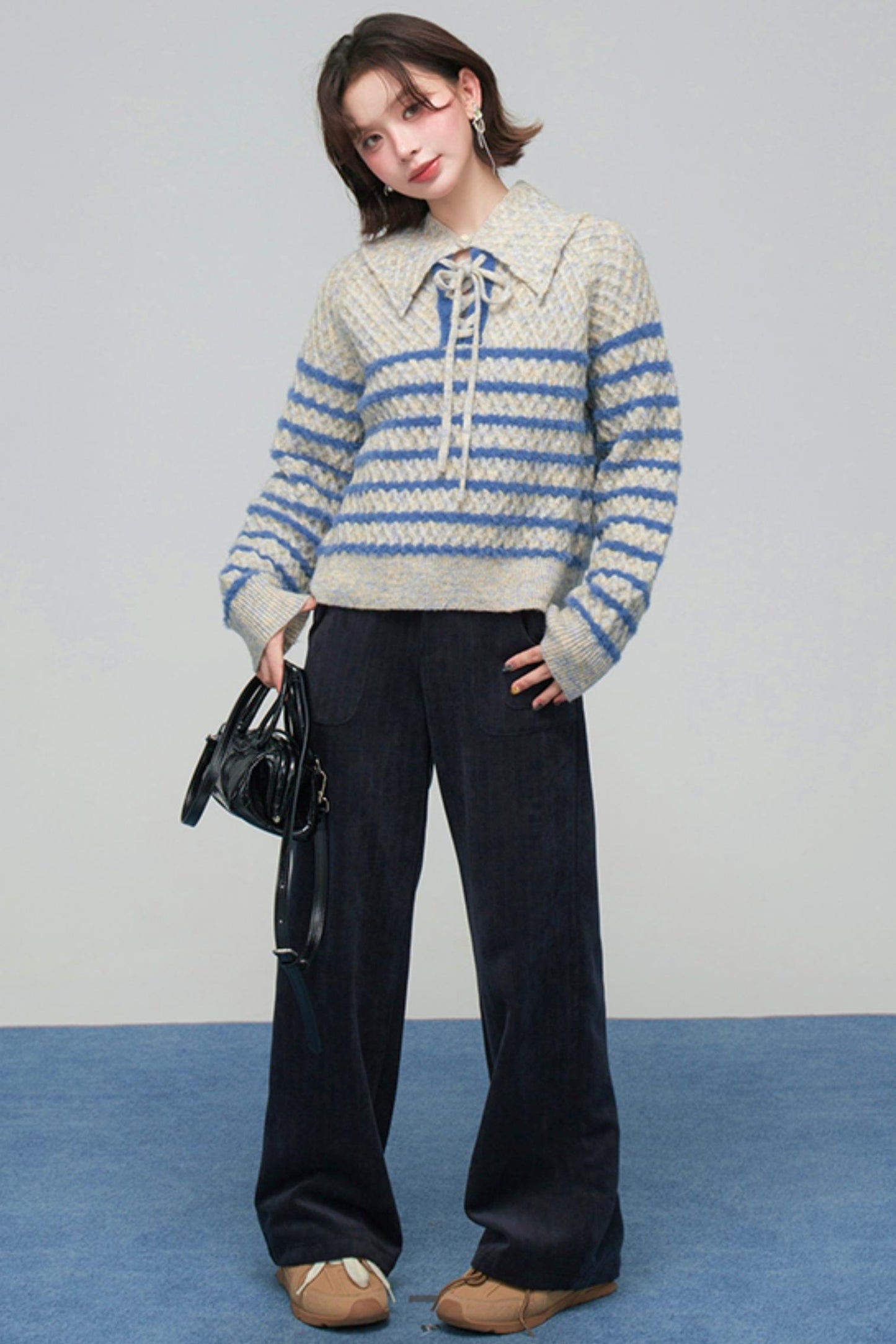 カラーブロックボーダーニット