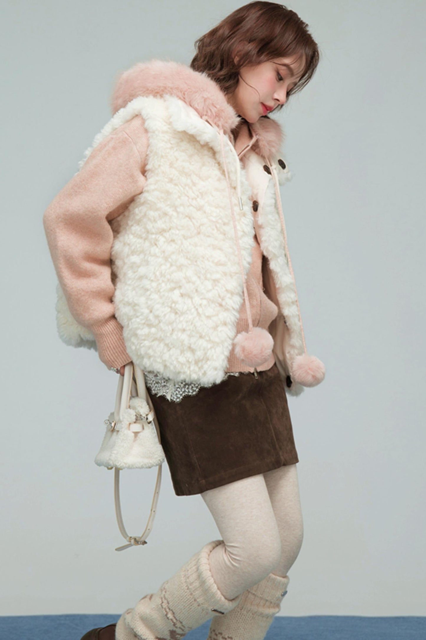 キャラメルファーカラーカーディガン