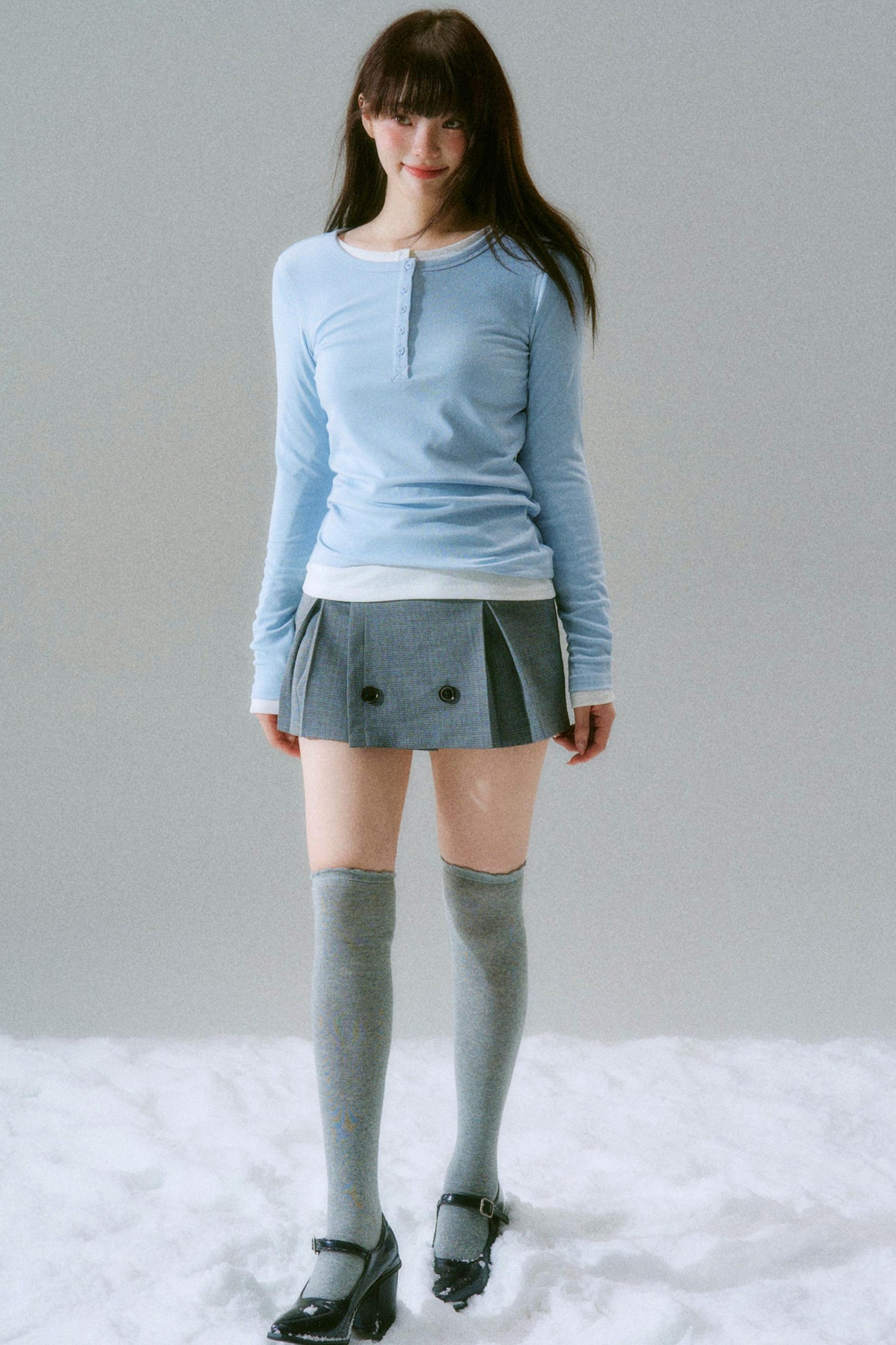 Retro Low Waist Pleated Skirt