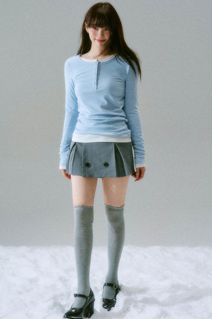 Retro Low Waist Pleated Skirt