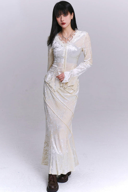 벨벳 투피스 스커트 + 탑스