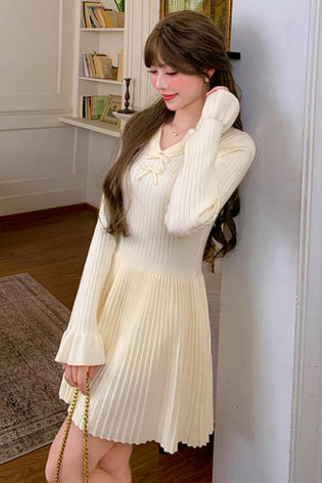 プリーツスイートニットドレス