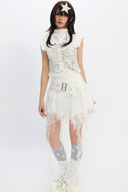 Angel Wing Ruffle Top