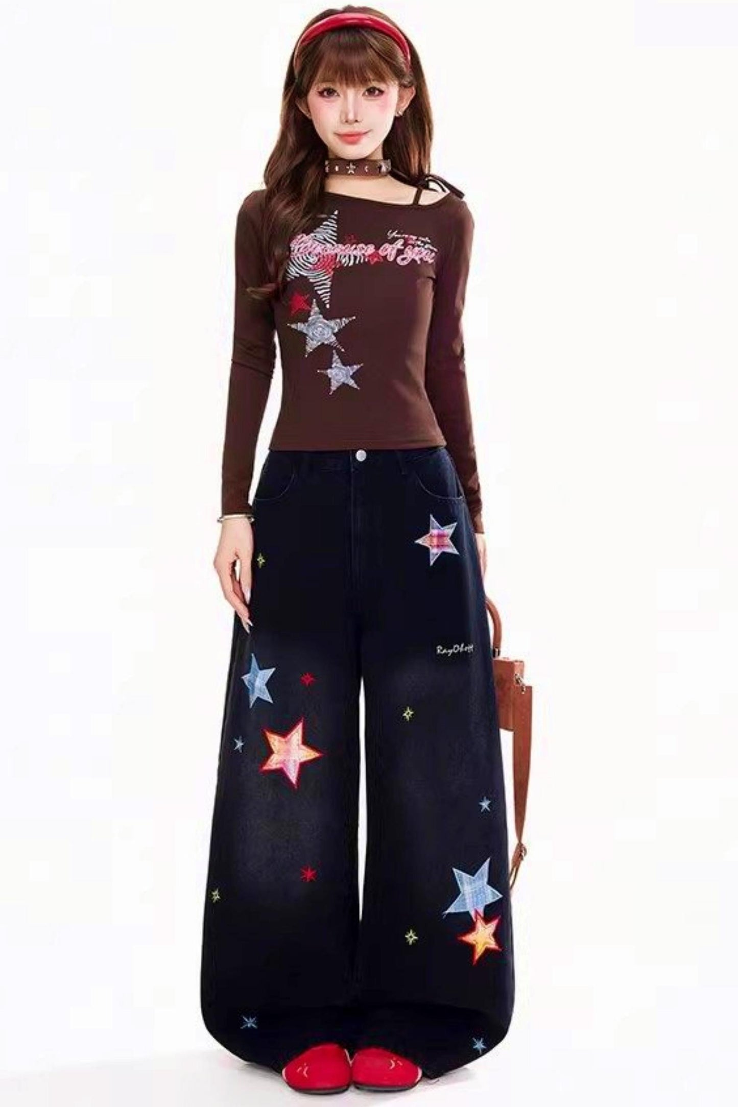 Retro Star Patch Denim Pants