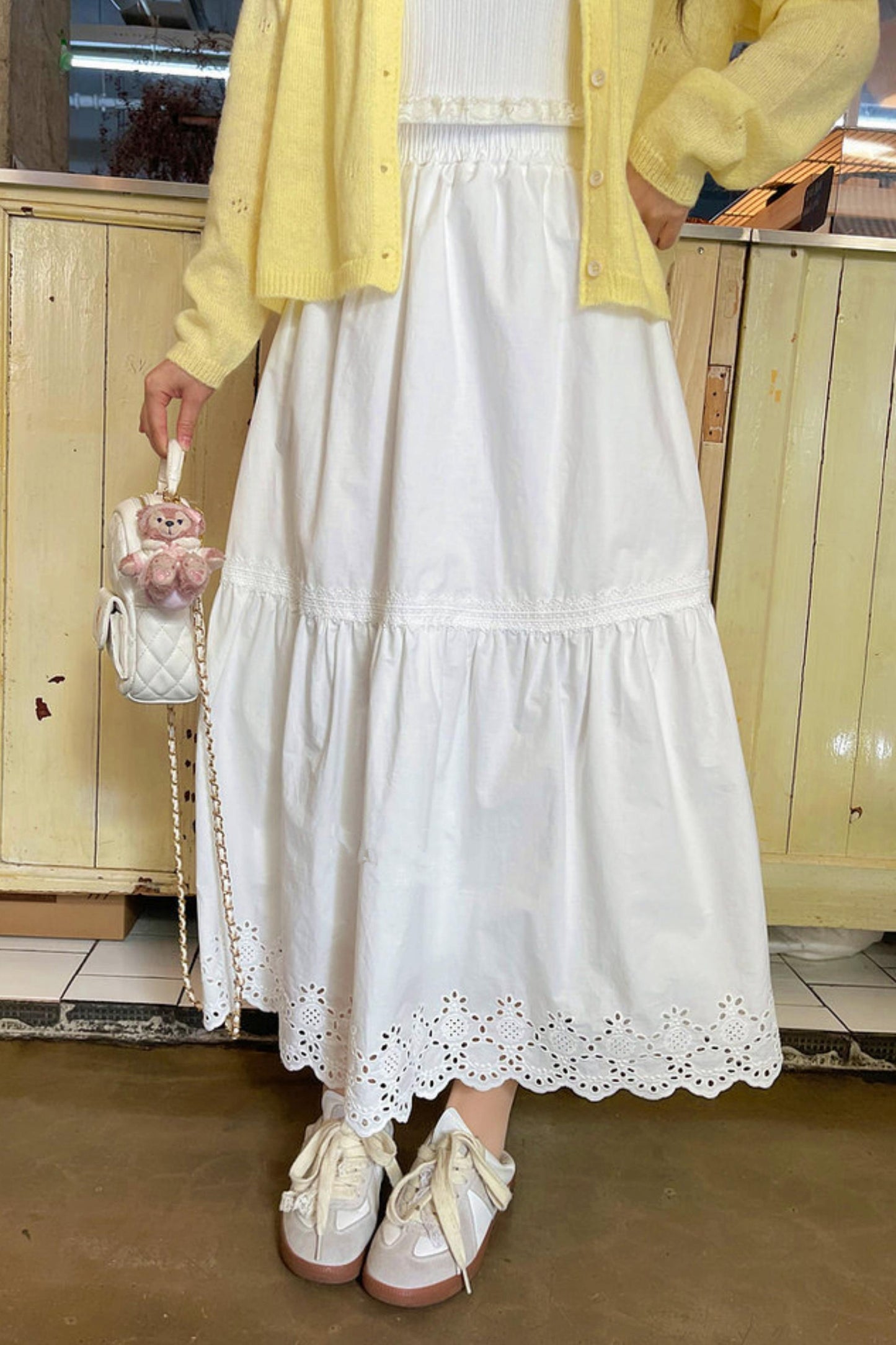 Hollow Lace High-Waisted Skirt