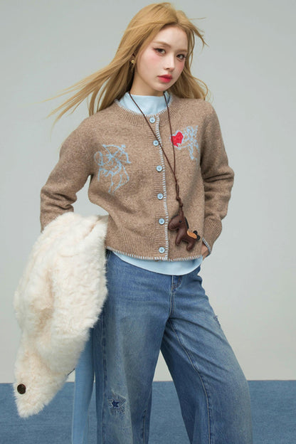 クレイブラウンウールカーディガン