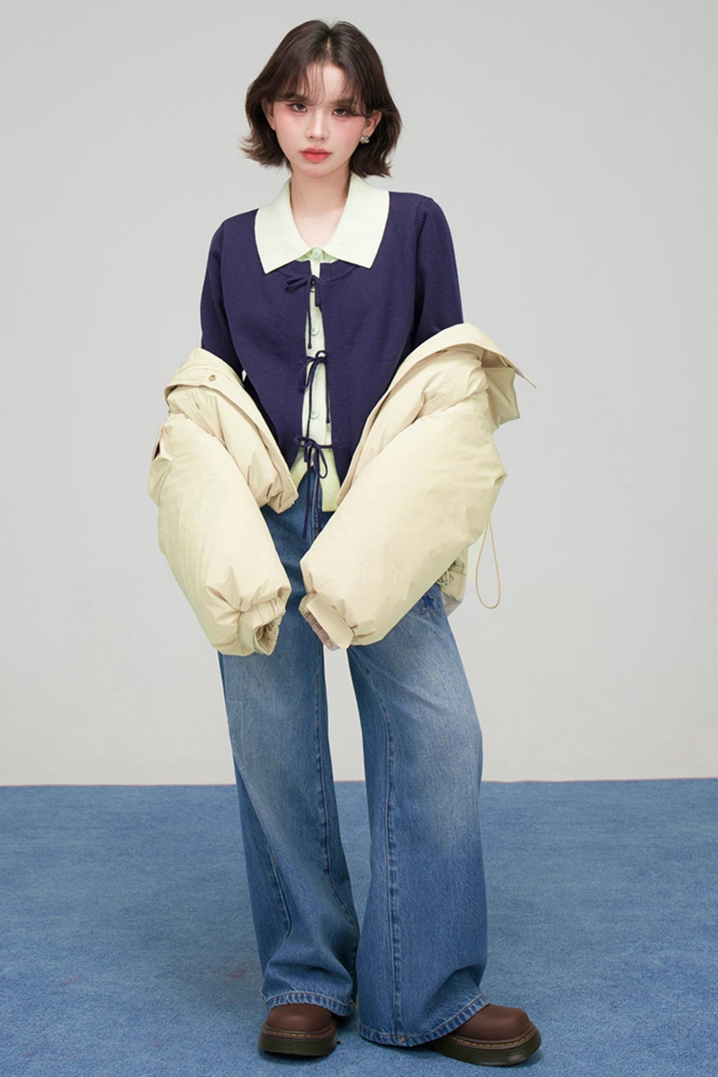 オートミールショートダウンジャケット