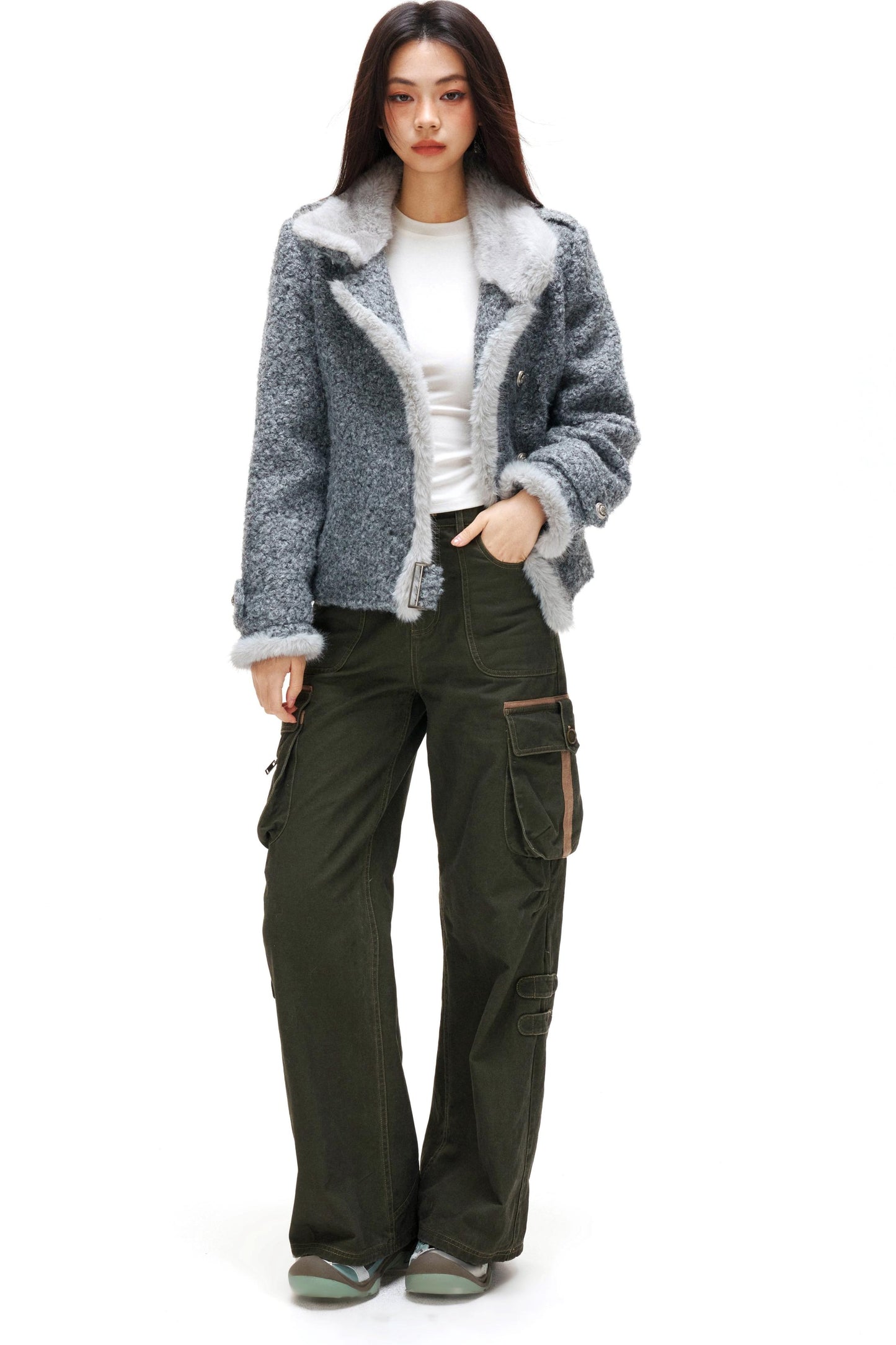 スタンドカラーモードコート